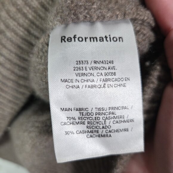 Reformation Garrett Cashmere Cropped Turtleneck Sweater Oatmeal Sz XS - Picture 11 of 12